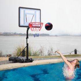 Portable Movable Swimming Pool PVC Transparent Backboard Basketball Stand (Basket Adjustment Height 1.15m-1.35m) Maximum Applicable For 7 # Ball XH