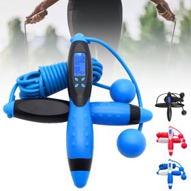 Digital Counter Anti Slip Handle Jump Skipping Rope Bodybuilding Exercise Tool (Color: Black  Blue)