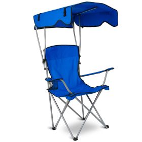 Foldable Beach Canopy Chair Sun Protection Camping Lawn Canopy Chair 330LBS Load Folding Seat (Color: Blue)
