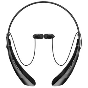 Wireless Neckband Headphones V5.0 Sweat-proof Sport Headsets Earbuds In-Ear Magnetic Neckbands Stereo Earphone (Color: Black)
