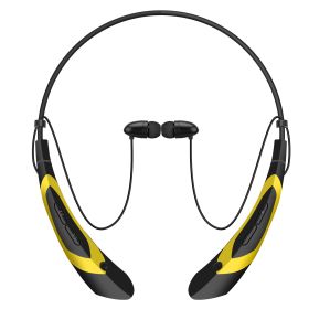Wireless Neckband Headphones V5.0 Sweat-proof Sport Headsets Earbuds In-Ear Magnetic Neckbands Stereo Earphone (Color: Yellow)