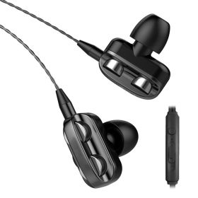 Earbuds Wired A4 Dual Moving Coil Design, Noise Isolating in-Ear Headphones, Powerful Heavy Bass, High Definition, Earphones Compatible with iPhone, i (Color: Black)