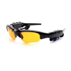 Sunglasses Bluetooth Earphone Outdoor Sport Glasses Wireless Headset with Mic (Color: Yellow)
