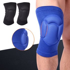 2Pcs Thick Kneepad Knee Brace Support Protector Football Volleyball Sports Pad (Color: Blue)