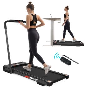 FYC 2 in 1 Under Desk Treadmill - 2.5 HP Folding Treadmill for Home, Installation-Free Foldable Treadmill Compact Electric Running Machine, Remote Con (Color: Black)
