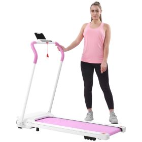 FYC Folding Treadmill for Home Portable Electric Motorized Treadmill Running Machine  Treadmill for  Gym Fitness Workout Jogging Walking, No Installat (Color: White&Pink)
