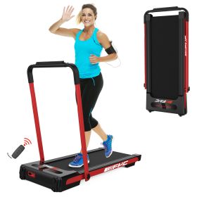 FYC 2 in 1 Under Desk Treadmill - 2.5 HP Folding Treadmill for Home, Installation-Free Foldable Treadmill Compact Electric Running Machine, Remote Con (Color: Red)