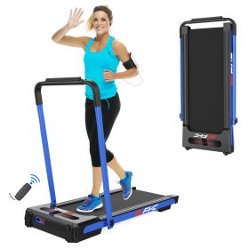 FYC 2 in 1 Under Desk Treadmill - 2.5 HP Folding Treadmill for Home, Installation-Free Foldable Treadmill Compact Electric Running Machine, Remote Con (Color: Blue)