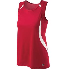 Ladies Athletic Shirt, Stretch Mesh Moisture Wick Sprint Singlet Sports Top - Sportswear (Color: SCARLET/WHITE, size: XL)