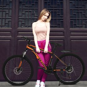 26 Inch Mountain Bike Bicycle Variable Speed Adjustable Commuters Bike (Color: Orange)