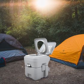 Lightweight Portable Toilet,  Flushable Camping Toilet, Sanitary Outdoor Travel Toilet for Tents Boats Semi Trucks RV Campers (Color: gray- 5 Gallon)