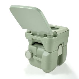 Lightweight Portable Toilet,  Flushable Camping Toilet, Sanitary Outdoor Travel Toilet for Tents Boats Semi Trucks RV Campers (Color: Grayish green-5 Gallon)
