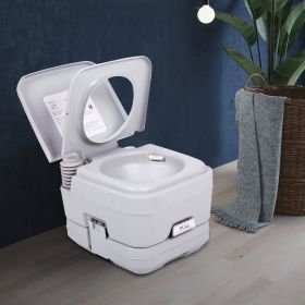 Lightweight Portable Toilet,  Flushable Camping Toilet, Sanitary Outdoor Travel Toilet for Tents Boats Semi Trucks RV Campers (Color: gray-2.6 Gallon)